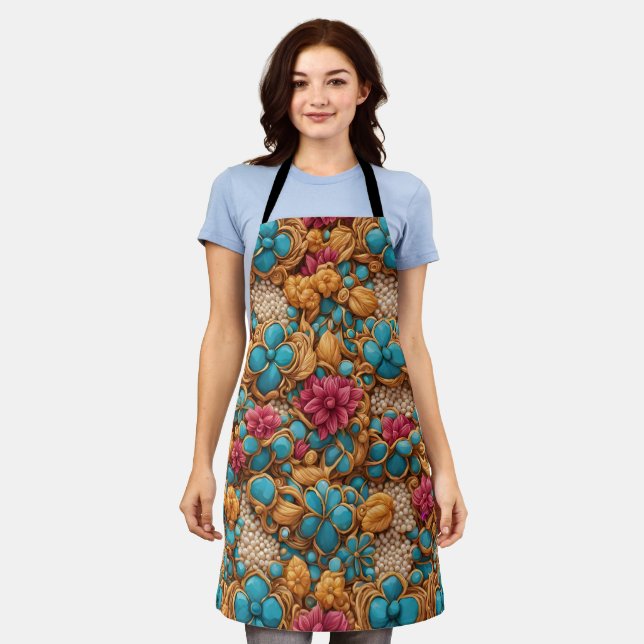 Tablier Modèle floral coloré (Porté)