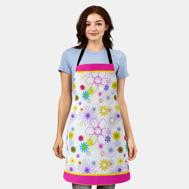 Tablier Modèle floral coloré (Porté)