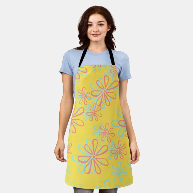 Tablier Modèle floral coloré (Porté)