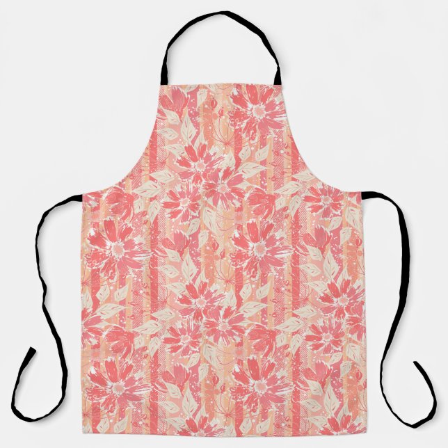 Tablier Modèle floral dans les teintes pêche à la mode (Recto)