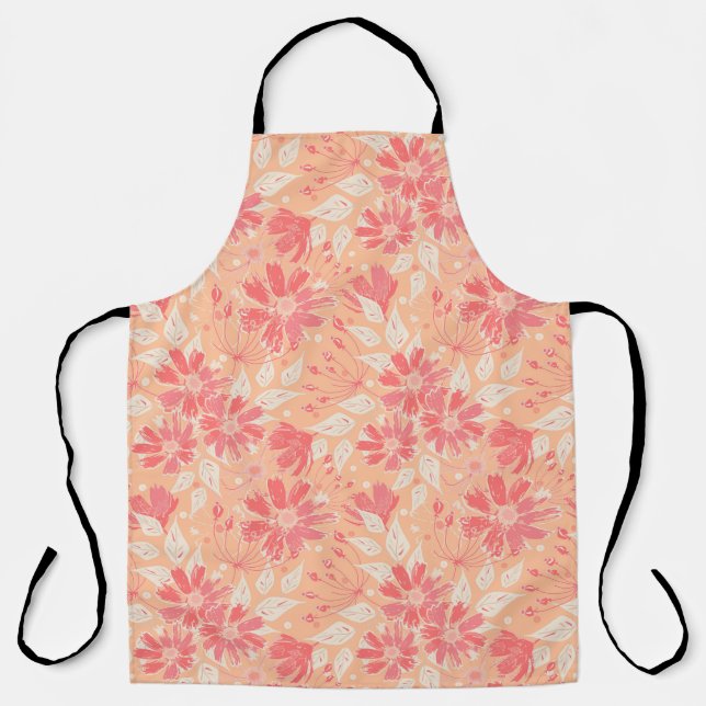 Tablier Modèle floral dans les teintes pêche à la mode (Recto)
