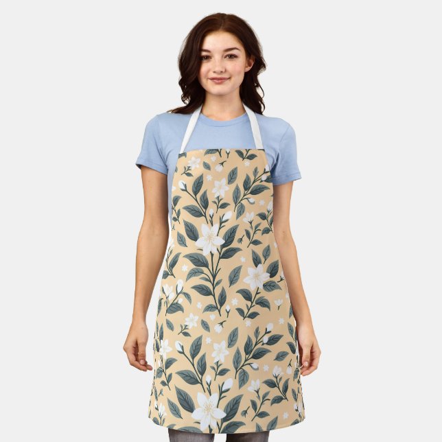 Tablier Modèle floral de Jasmin délicat (Porté)