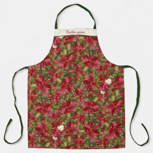 Tablier Modèle floral de Noël Poinsettia Personnalisé