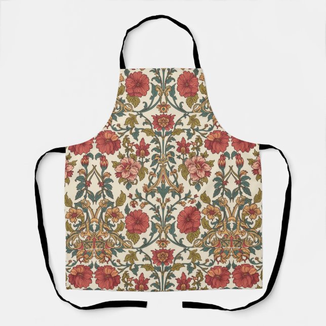 Tablier Modèle floral de roses roses antiques de William M (Recto)