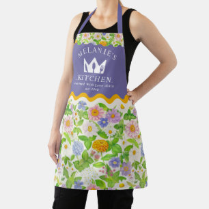 Tablier Modèle Floral Fleur sauvage coloré Monogramme tabl