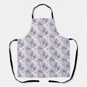 Tablier Modèle floral pourpre avec Feuilles d'or et Branch