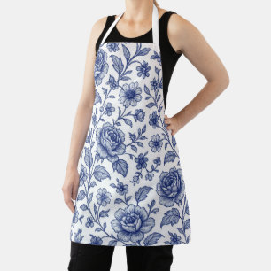 Tablier Modèle Floral Royal Bleu Rose