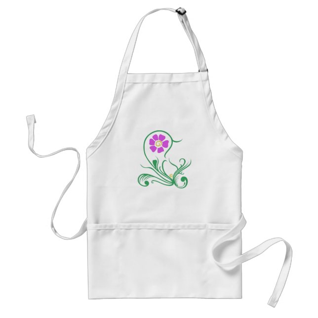 Tablier Modèle floral vert pourpre (Devant)