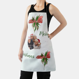 Tablier Modern merry Christmas family photo apron