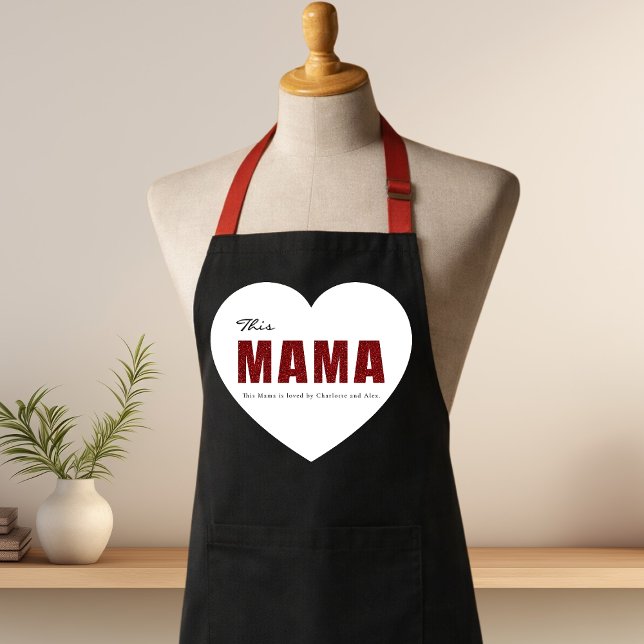 Tablier Modern Personalized Mama Heart Apron (Créateur téléchargé)