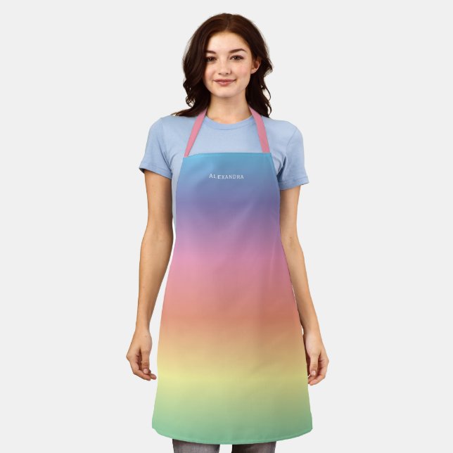 Tablier Moderne élégant Pastel Rainbow Ombre (Porté)