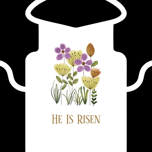 Tablier Moderne Il Est Ressuscité Pâques Floral (Modern He Is Risen Easter Floral Apron)