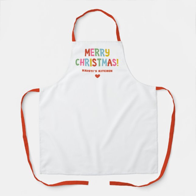 Tablier Moderne Joyeux Noël Coloré Lumineux (Recto)