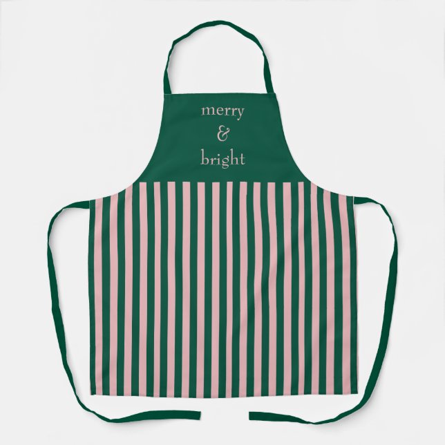 Tablier Moderne Merry & Bright Pink & Green Holiday (Recto)