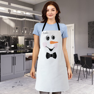 Tablier moderne mignon personnalisé Snowman visage