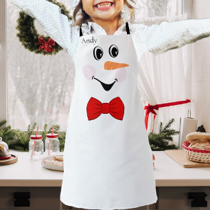 Tablier Moderne mignonne Custom Snowman visage souriant