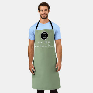 Tablier Moderne minimaliste Sage noir Logo personnalisé Mo