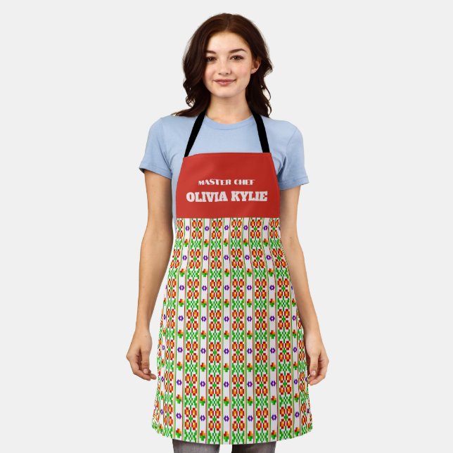 Tablier Moderne motif folklorique sans couture de broderie (Porté)