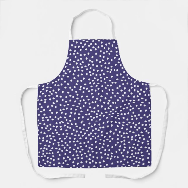 Tablier Moderne Rétro Mignon bleu marine pois (Recto)