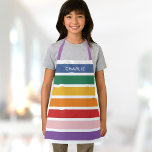 Tablier Moderne Simple Cute arc-en-ciel Personnalisé Nom E<br><div class="desc">Joli tablier à rayures arc-en-ciel moderne pour les filles et les garçons - personnalisable avec votre nom ou autre texte personnalisé sur toutes les rayures. Ce design simple et neutre est parfait pour une fête d'anniversaire à thème autour de la cuisson des aliments !</div>