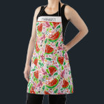 Tablier Moderne Watermelon Floral Personnalisé<br><div class="desc">Votre nom au sommet de ce tablier qui présente un tout motif de tranches de pastèque,  de fleurs colorées et de feuilles. Vous pouvez aussi mettre ce design sur d'autres produits! CORRESPONDRE des articles dans notre magasin.</div>