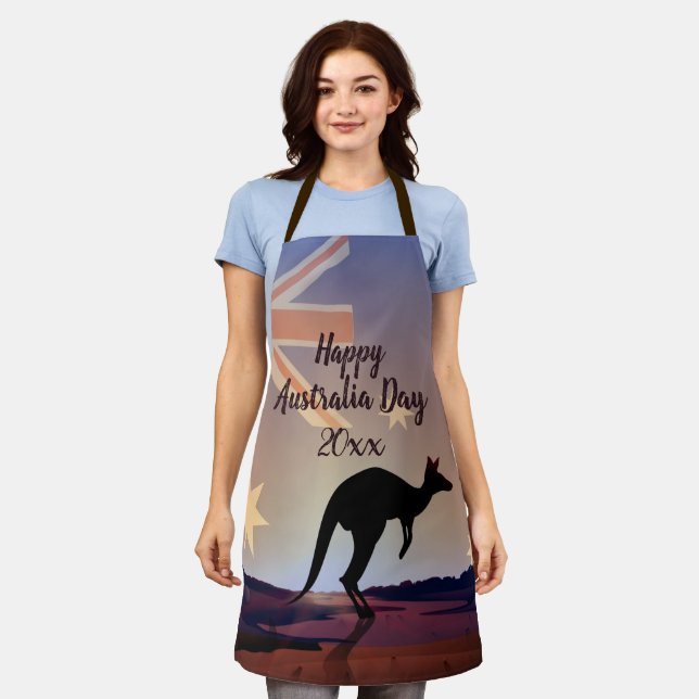 Tablier Modifier le drapeau texte Kangaroo Australia Day (Porté)