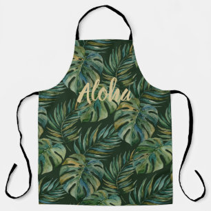 Tablier Moku Island Aquarelle Hawaïenne Monstera - Vert