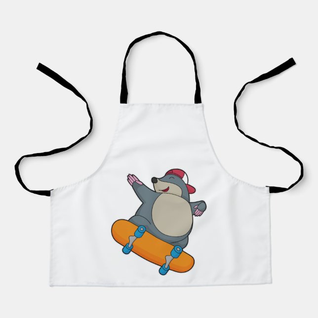 Tablier Mole en skate avec skateboard (Recto)