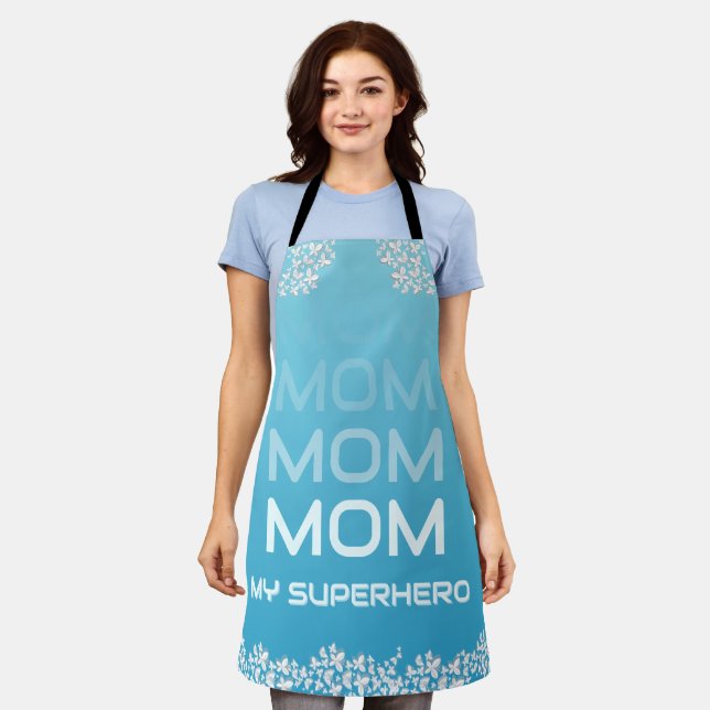 Tablier MOM Mon Superhero Bleu (Porté)