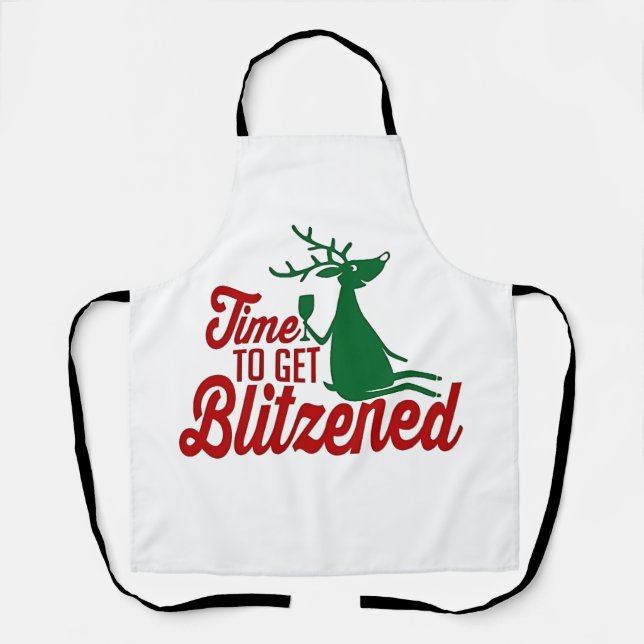 Tablier Moment de se faire Blitzener Noël Renne  (Recto)