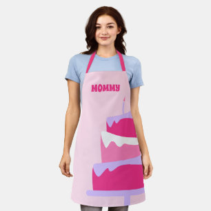 Tablier Mommy Baker Cute Cake Rose Purple