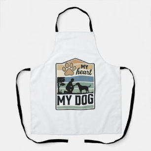 Tablier Mon cœur Mon chien Gravure vintage Design pour ama