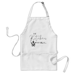 Tablier MON CUISINE MES RÈGLES MÊME Noir Blanc Typographie