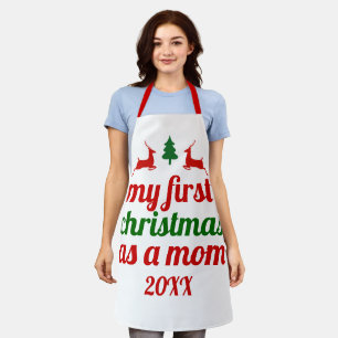 Tablier "Mon premier Noël en tant que maman" arbre vert ce