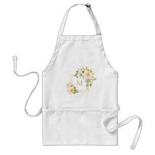 Tablier Monogram Floral Chic Pastel Cute Bouquet Rose