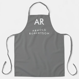 Tablier Monogram Grey Modern Nom personnalisé