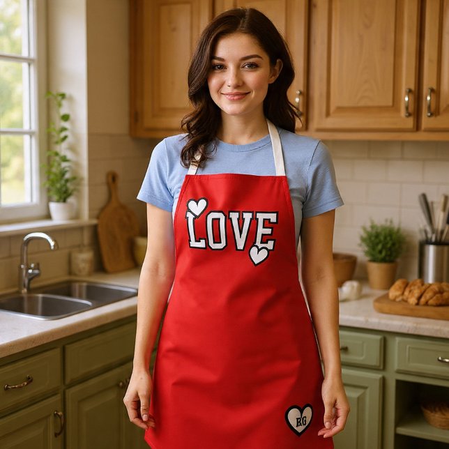 Tablier Monogram Love Modern Minimalist and Trendy (Monogram Love Modern Minimalist and Trendy Apron
by Ricaso. Monogrammed with your initials )