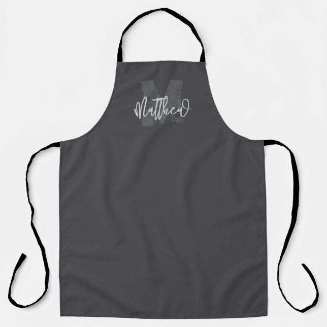 Tablier Monogram Modern Cool Grunge Ajouter Votre Nom (Recto)