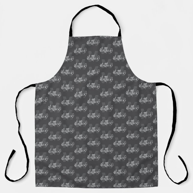Tablier Monogram Modern Cool Grunge Ajouter Votre Nom (Recto)