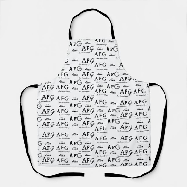 Tablier monogramapron avec motif de nom noir et d'origine (Recto)