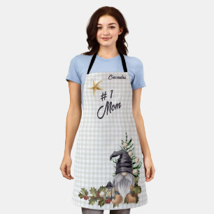 Tablier Monogramme #1 Maman Aquarelle de Noël Gnome Apron