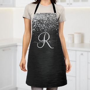 Tablier Monogramme à étincelle noire à Parties scintillant
