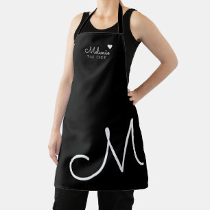 Tablier Monogramme Amour noir et blanc