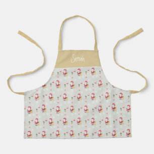 Tablier Monogramme aquarelle motif Noël Candy Santa