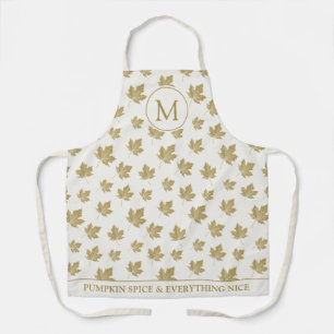 Tablier Monogramme Automne Feuilles Texte Motif & Personna