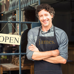 Tablier Monogramme Black Gold Modern Simple Son Nom