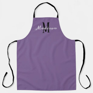 Tablier Monogramme blanc violet moderne personnalisé