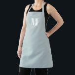 Tablier Monogramme bleu poussiéreux blanc personnalisé cui<br><div class="desc">Monogramme bleu poussiéreux blanc personnalisé cuisine initiale Apron. Idéal pour cuisiniers,  chefs,  poteries,  céramiques,  artisanat,  travail,  cuisine,  boulangerie,  barbecue,  grill,  mais aussi pour les entreprises et les magasins,  etc</div>