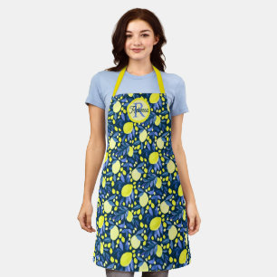 Tablier Monogramme Chic Nom Rustique Citron Citrons Feuill