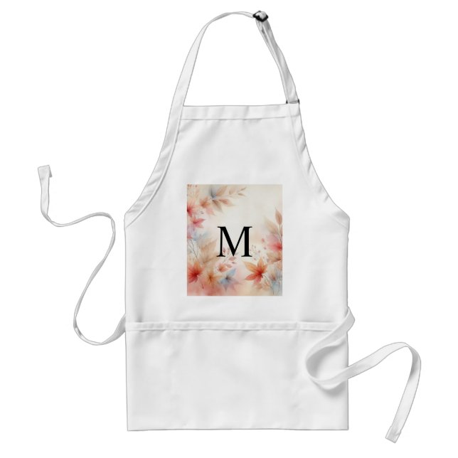 Tablier Monogramme Colorful Fall laisse pastels aquarelles (Devant)